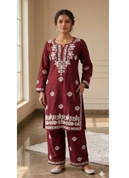 Bs 157 Reyon With Embroidery Work Kurti With Bottom